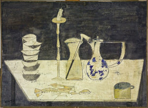 Federico Righi, Nature morte con granchio, 1957.